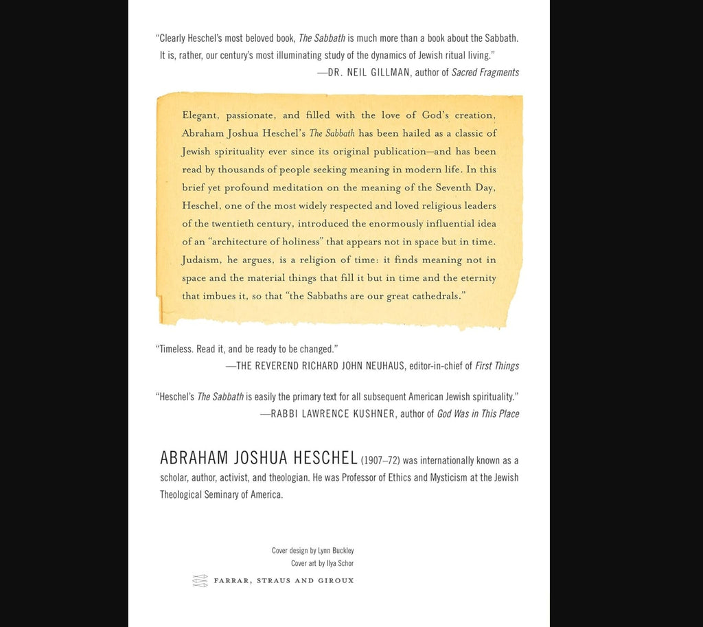 The Sabbath by Abraham Joshua Heschel – Classic Jewish Spirituality Book | FSG Paperback
